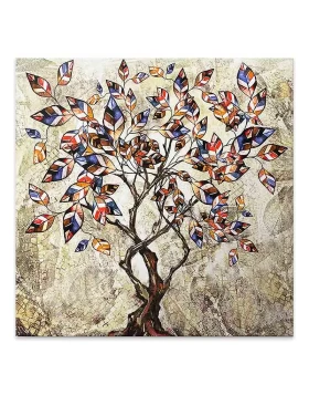 Πίνακας σε καμβά Tree And Leaves Megapap ψηφιακής εκτύπωσης 50x50x3εκ.