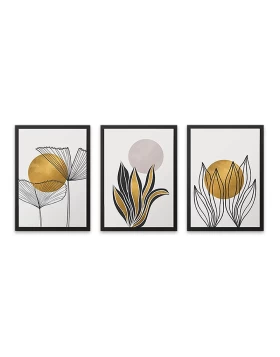 Plants Megapap painting of three pieces in frame 35x45x2cm.