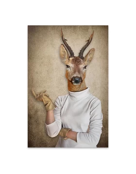 Woman With Deer Head Megapap painting on canvas digital printing 50x75x3cm.