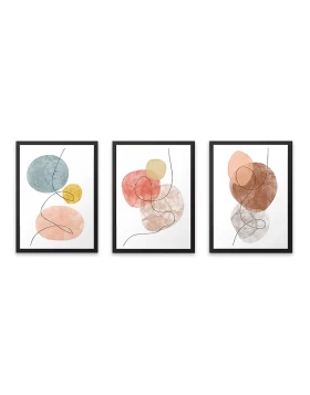 Circles Megapap painting of three pieces in frame 35x45x2cm.