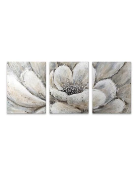 Silver Flowers Megapap triptych painting on canvas digital printing 126x55x3cm.