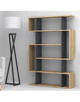 Clint Megapap melamine bookcase in sonoma - anthracite color 108x25x161cm.