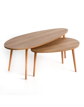 Elips Megapap melamine side tables in pine oak color 116x46x46cm.