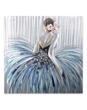 Girl In Pearl Dress Megapap painting on canvas digital printing 90x90x3cm.