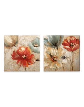 Flowers Megapap 2 paintings on canvas digital printing 103x50x3cm.