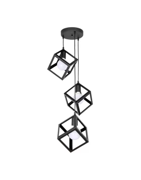 Thora Megapap metallic three-light ceiling light E27  in black color 22x22x70cm.