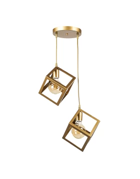 Thora Megapap metallic two-light ceiling light E27 in matte gold color 22x22x70cm.