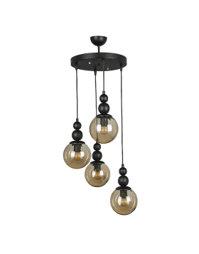 Latona Megapap metallic four-light ceiling light E27 in black color 30x30x90cm.