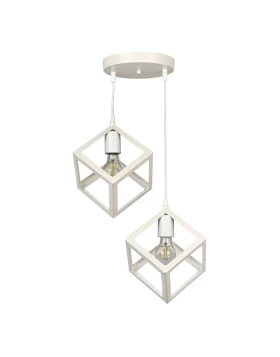 Thora Megapap metallic two-light ceiling light E27 in white color 22x22x70cm.