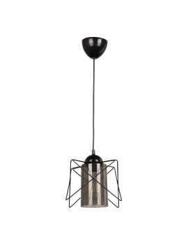 Indra Megapap metallic single-light E27 ceiling light in black color 15x15x70cm.