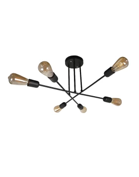 Uriela Megapap metallic six-light ceiling light E27 in black color 64x64x29cm.