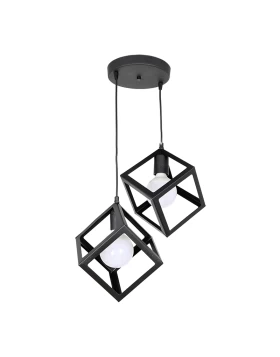 Thora Megapap metallic two-light ceiling light E27  in black color 22x22x70cm.