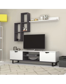 Lonsa Megapap melamine TV unit in white color 160x35x40cm.