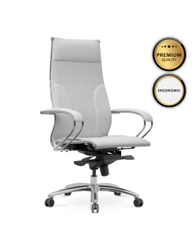 Samurai-6 Megapap ergonomic office chair by Pu in white color 70x70x124/134cm.