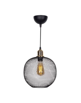 Amos Megapap Ε27 metallic ceiling light in black color 26x26x65cm.