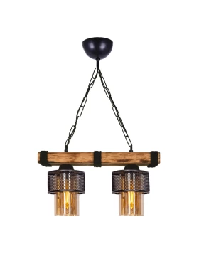 Eliana Megapap E27 wooden/metallic ceiling two-light in black/walnut color 40x15x65cm.