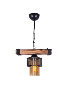 Eliana Megapap E27 wooden/metallic ceiling one-light in black/walnut color 30x15x60cm.