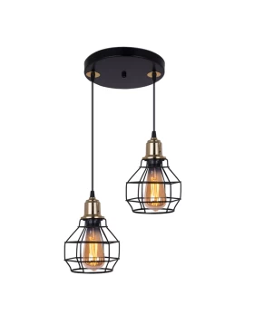 Kiko Megapap E27 metallic two-light ceiling light in black color 25x25x65cm.