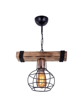 Marit Megapap E27 wooden/metallic ceiling light in walnut/black color 30x15x60cm.