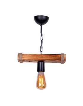 Mako Megapap E27 wooden ceiling light in walnut/φυσικό color 30x10x45cm.