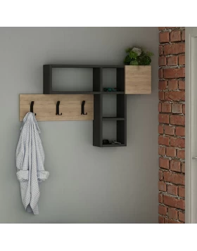 Game Megapap melamine wall hanger in oak-anthracite color  99,5x15x61cm.