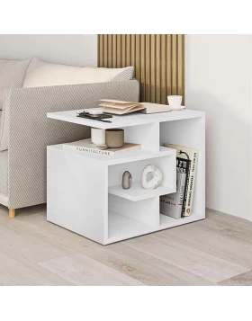 Labirent Megapap melamine side table in white color 54x40x45cm.