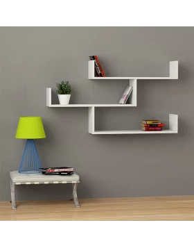 Tibet Megapap melamine wall shelf in white color 119x22x66cm.