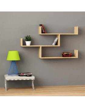 Tibet Megapap melamine wall shelf in natural beech color 119x22x66cm.