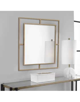 Corner Megapap aluminiuml wall mirror in gold color 58,6x2x58,6cm.