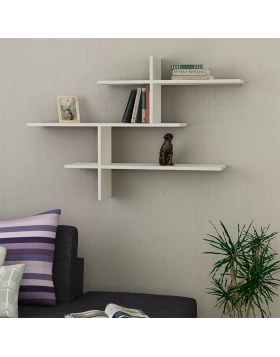 Leo Megapap melamine wall shelf in white color 123x22x80cm.