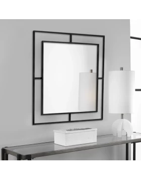 Corner Megapap aluminium wall mirror in black color 58,6x2x58,6cm.