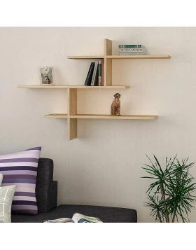 Leo Megapap melamine wall shelf in natural beech color 123x22x80cm.