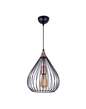 Ariana Megapap E27 metallic ceiling light in black color 26x26x70cm.