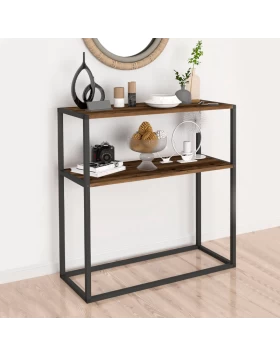 Castel Megapap metal - melamine console in black - smoked walnut color 90x33,5x90cm.