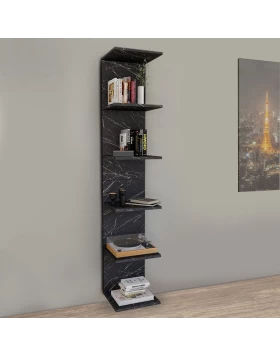 Ogden Megapap melamine bookcase in black marble effect color 34,5x30x180cm.