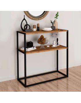 Castel Megapap metal - melamine console in black - pine oak color 90x33,5x90cm.