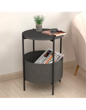 Kalid Megapap melamine- fabric side table in anthracite - grey color 43x43x60cm.