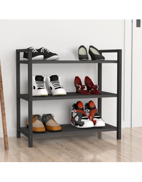 Navari Megapap metallic - melamine shoe rack of 9 pairs in black - anthracite color 66x36x70cm.