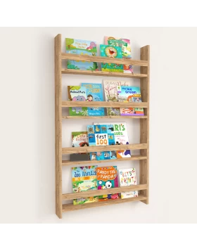 Montessori Megapap melamine wall bookshelf in pine oak color 70x10x120cm.