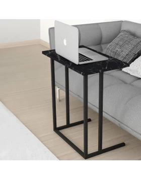 Jango Megapap metallic - melamine side table in black marble effect color 60x35,5x65,5cm.