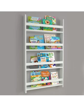 Montessori Megapap melamine wall bookshelf in white color 70x10x120cm.