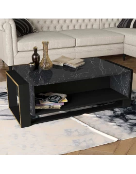 Serina Megapap melamine coffee table in black marble effect color 107x60x40cm.