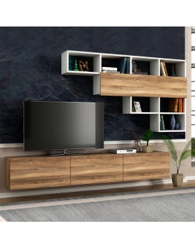 Damla Megapap melamine TV unit in white color 180x29,5x29,5cm