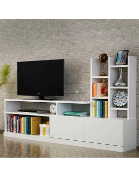 Pesaro Megapap melamine TV unit in white color 165x25x91,3cm.