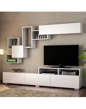 Stamatia Megapap melamine TV unit in white color 210x36,8x46,8cm.