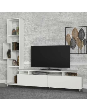 Tulip Megapap melamine TV unit in white color 160x29x160cm.