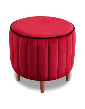 Lindy Megapap velvet stool in red color 40x40x40cm.