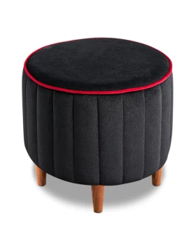 Lindy Megapap velvet stool in black color 40x40x40cm.