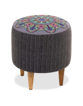 Enna Megapap fabric stool in grey color 40x40x42cm.