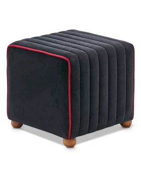 Mona Megapap velvet stool in black color 40x40x40cm.